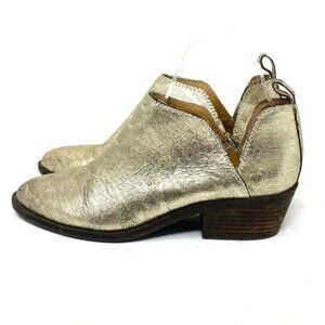 EUC Lucky Brand Fayth 2 Gold Textured Metallic Ankle Booties